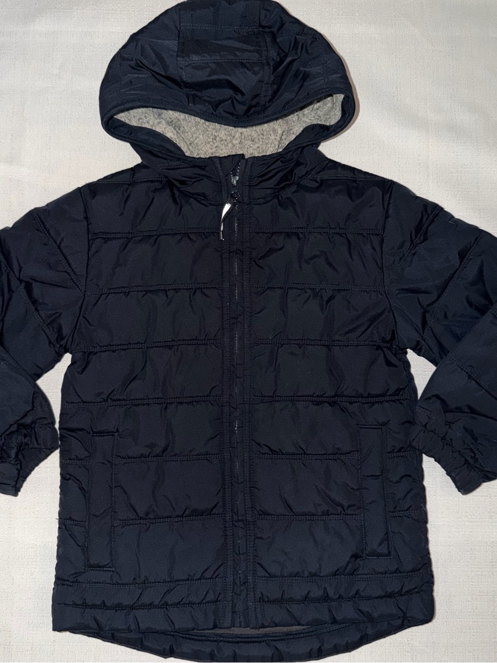 Mini Boden Navy Hooded Puffer Coat size 5-6Y